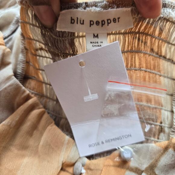 NWT Blu Pepper Womens Y2K Sheer Peasant Babydoll Top M Abstract Sweetheart - Picture 7 of 11